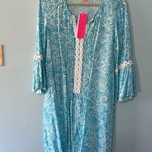 Lilly Pulitzer Blue and White Long Sleeve Dress